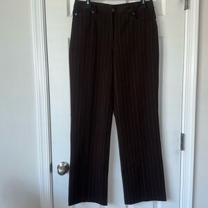Rafaella women brown pantsuit with lines size 8 tall bootcut good condition